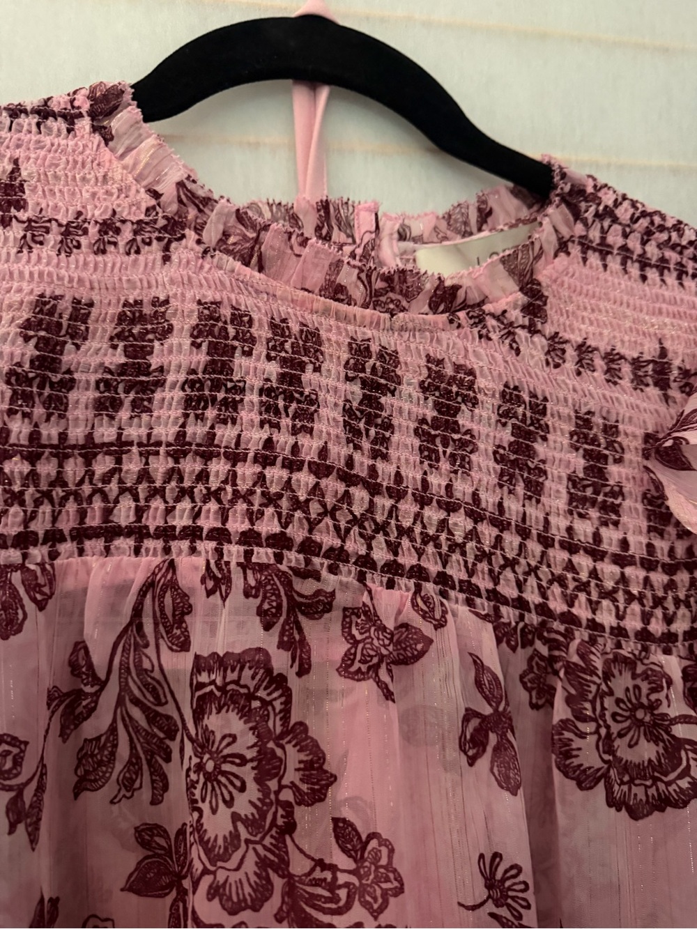 NWOT Sheer Loft Pink Floral Boho Blouse - Picture 2 of 5